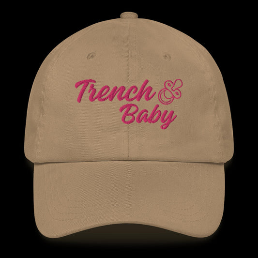 Trench Baby Hat (Khaki/Pink)
