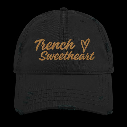 Distressed Trench Sweetheart Hat (Black/Khaki)